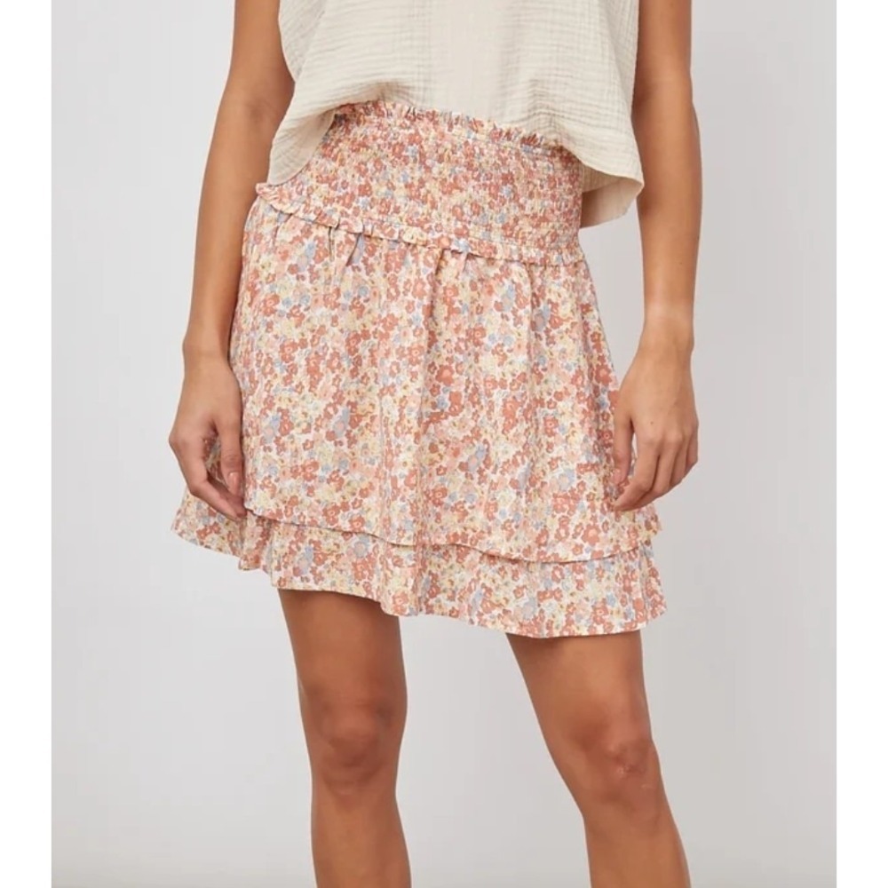 Rails Addison Skirt Ambrosia‎ Smocked Pink Floral Womens Size S Tiered